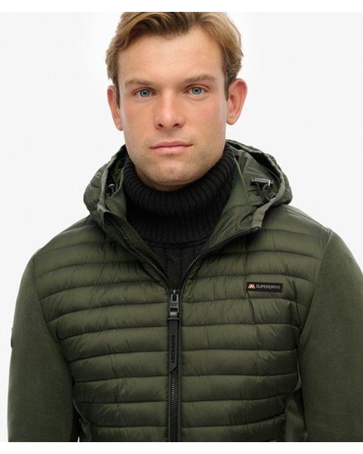 Superdry Green Hooded Storm Fleece Hybrid Jacket for men