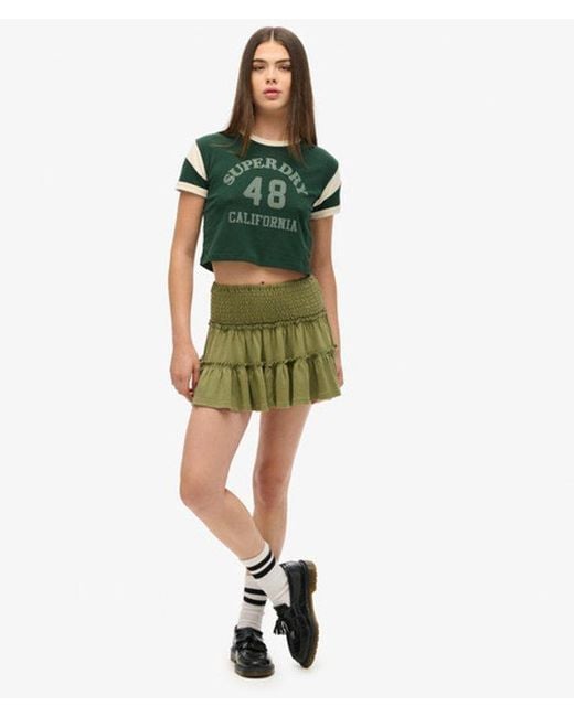 Superdry Green & Co Tiered Jersey Mini Skirt