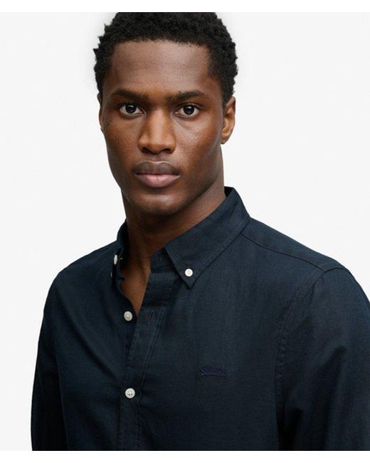 Superdry Blue & Co Cotton Linen Long Sleeve Shirt for men