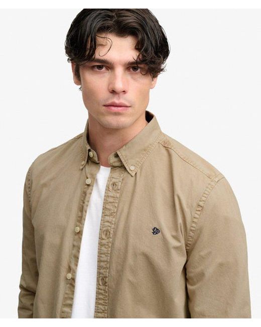 Superdry Natural Garment Dyed Long Sleeve Shirt for men