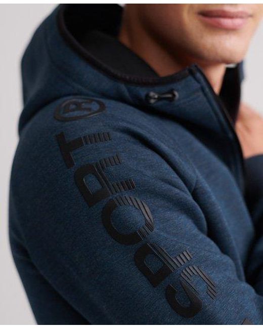 Superdry Blue Core Gym Tech Zip Hoodie Deep for men