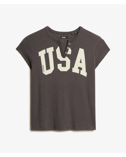 Superdry Black Athletic Essentials Notch Neck Graphic T-Shirt