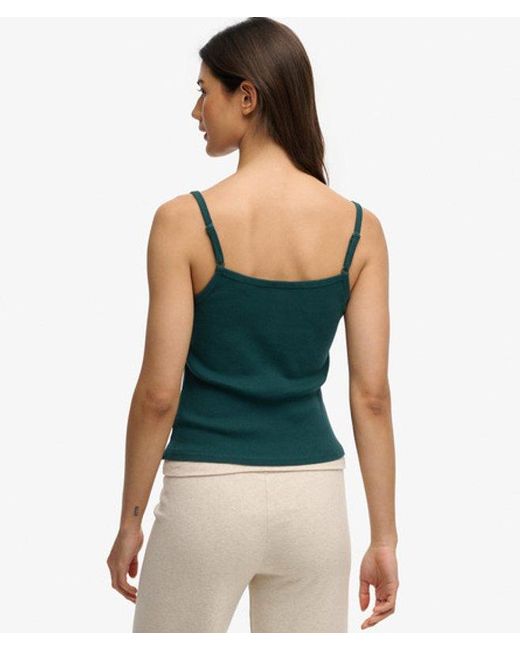 Superdry Green Athletic Essentials Embroidered Button Cami Top