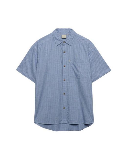 Superdry Gray Bench X & Co Bench Skater Check Short Sleeves Shirt for men