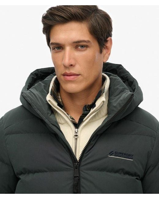 Superdry Green Hooded Microfibre Sport Puffer Jacket for men