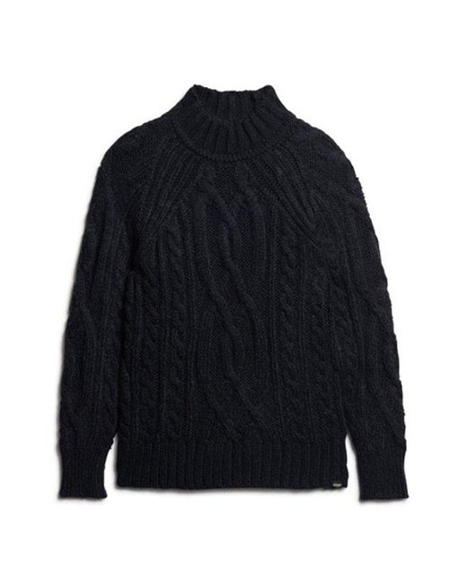 Superdry Black & Co High Neck Cable Knit Jumper