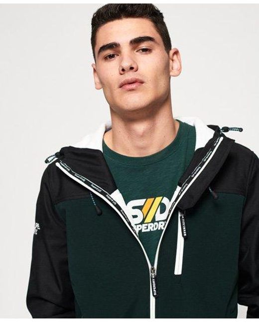 Superdry Blue Hooded Sd-Windtracker Jacket /Deep Forest Marl/Ecru for men