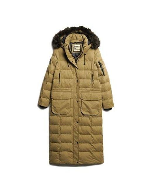 Superdry Lange Parka Met Capuchon Met Imitatiebont in het Natural