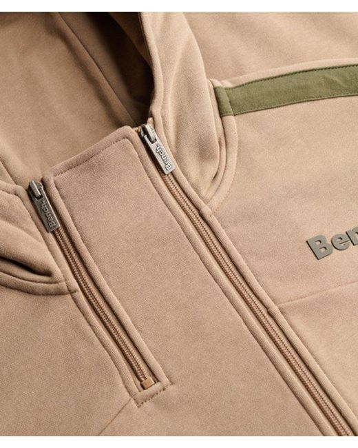 Superdry Brown Bench X & Co Bench Double Zip Hooded Stripe Sweatshirt for men