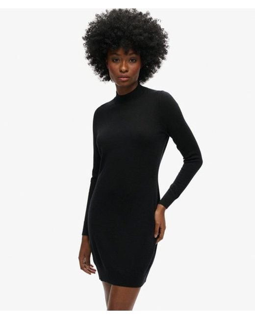 Superdry Black & Co Merino Long Sleeve Knit Dress