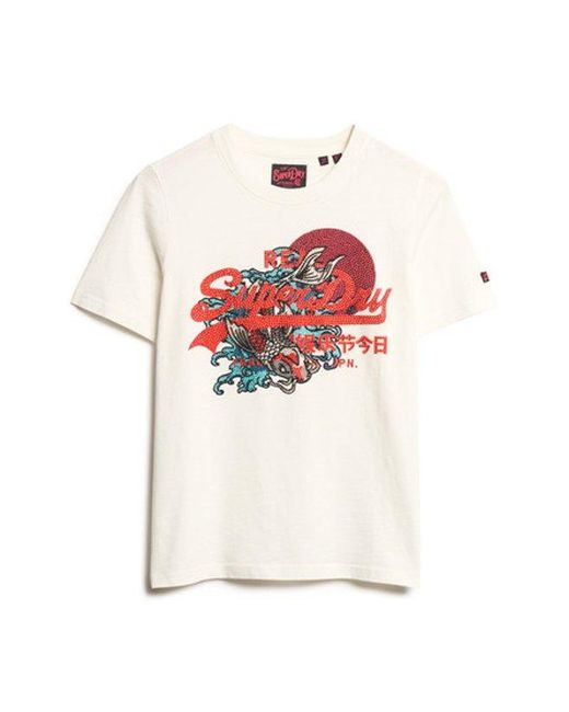 Superdry Tokyo Relaxed T-shirt Met Vintage Logo En Print in het White
