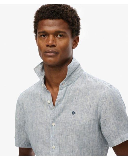 Superdry Gray & Co Embroidered Vacation Linen Shirt for men