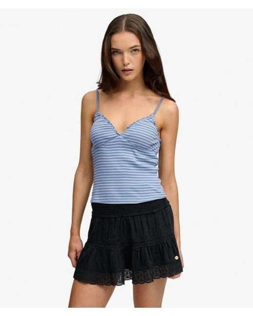 Superdry Blue & Co Athletic Essentials V-neck Waffle Cami Top