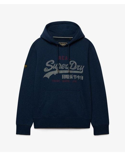 Superdry Blue & Co Vintage Logo Heritage Relaxed Hoodie for men