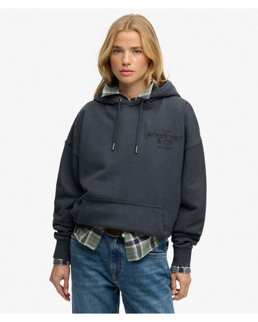 Superdry Blue & Co Luxe Casual Embroidered Relaxed Hoodie
