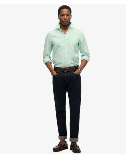 Superdry Green & Co Cotton Linen Long Sleeve Shirt for men