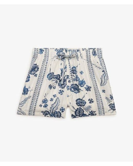 Superdry Blue Cotton Printed Beach Shorts