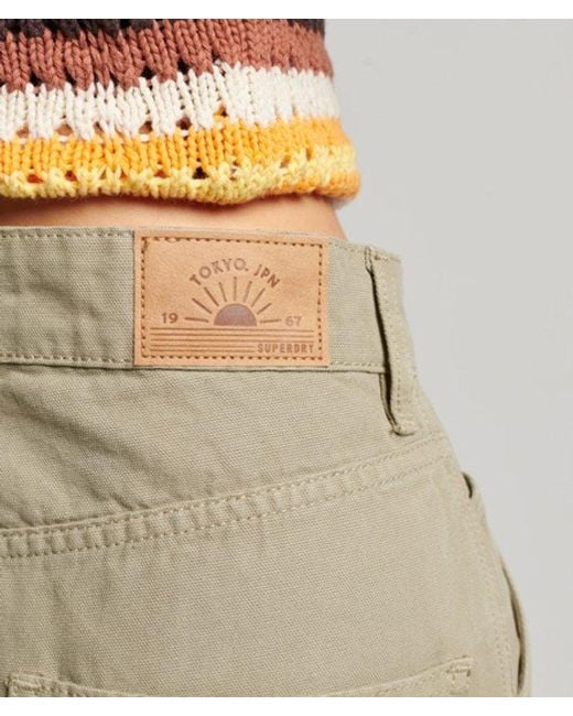 Superdry Natural Ladies Striped Organic Cotton Vintage Wide Carpenter Pants