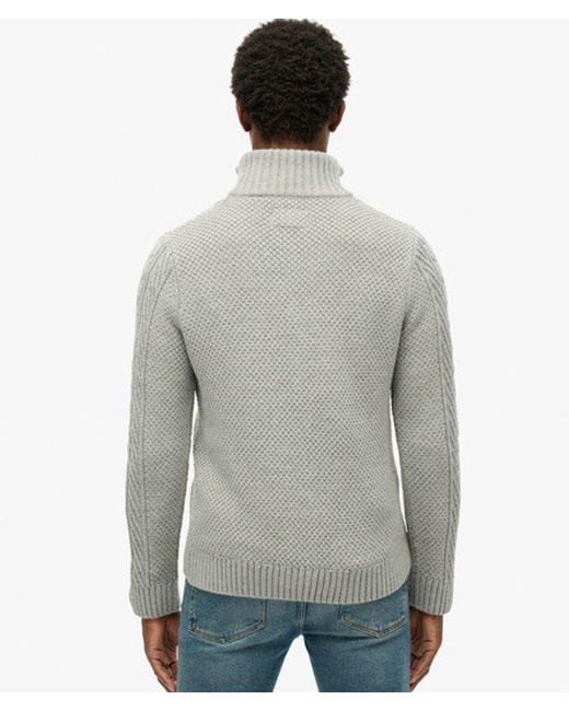 Superdry Gray & Co Jacob Cable Knit Half Zip Jumper for men