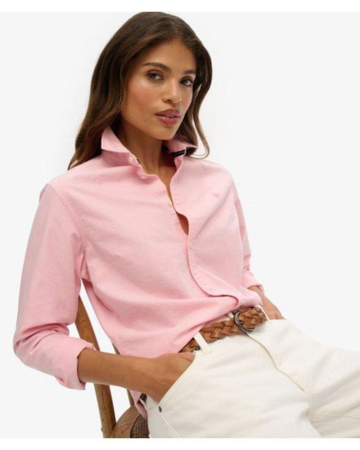 Superdry Pink & Co Slim Oxford Long Sleeve Shirt