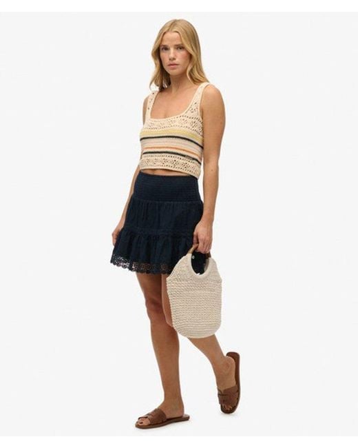 Superdry Blue & Co Ibiza Lace Mix Mini Skirt