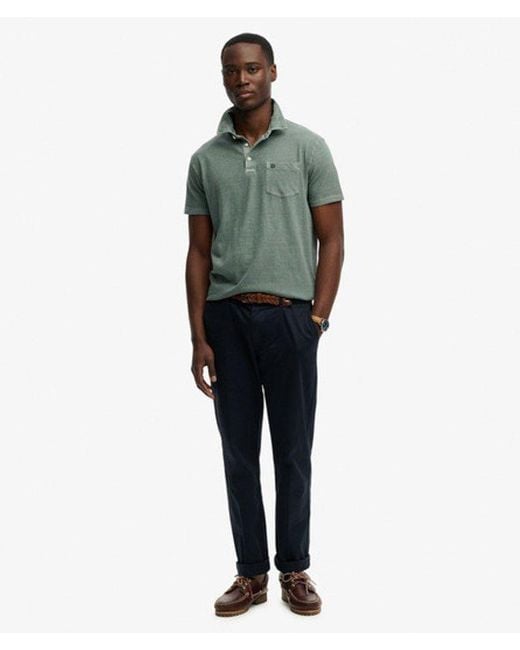 Superdry Green & Co Classic Cotton Linen Polo Shirt for men