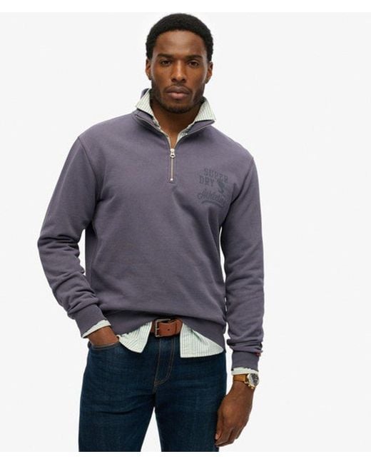 Superdry Blue & Co Athletic Essentials Half Zip Sweatshirt for men