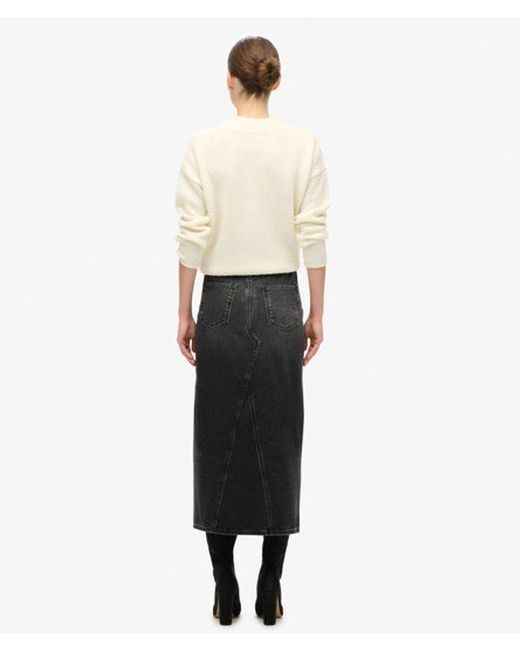 Superdry Black & Co Denim Split Maxi Skirt