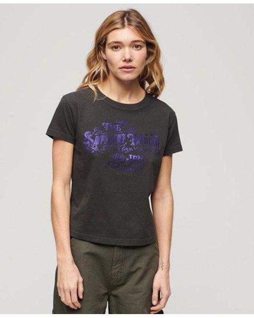 T-shirt ajusté métallisé workwear Superdry en coloris Gray