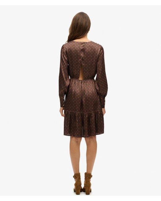 Superdry Brown & Co Mini Cowl Neck Jacquard Dress