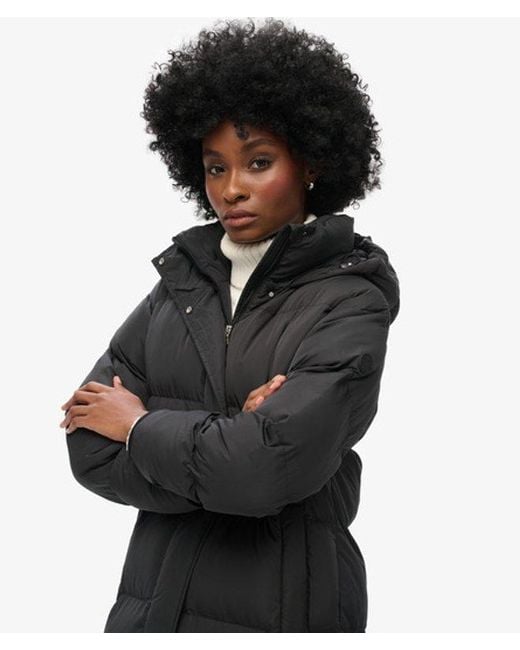 Superdry Black & Co Classic Logo Badge Puffer Coat