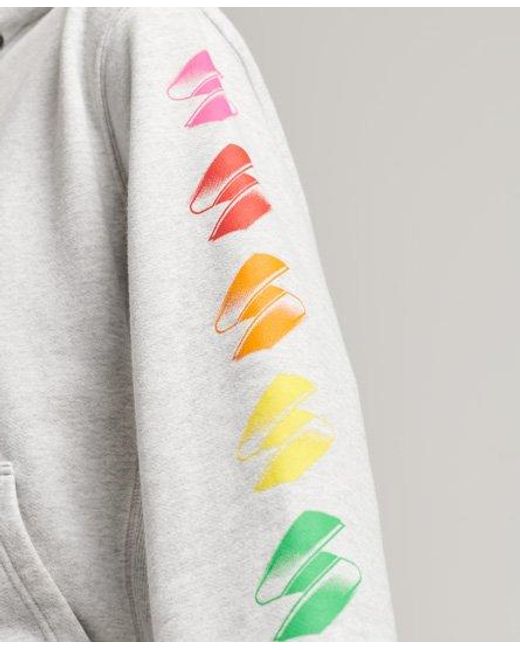 Superdry Gray Code Halftone Logo Oversized Hoodie Cadet Marl