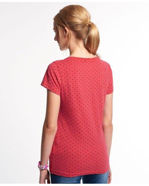 Superdry Red Stacker All Over Print T-Shirt Indiana
