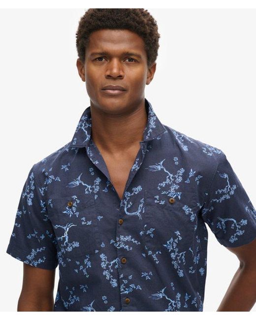 Superdry Blue & Co Short Sleeve Beach Shirt for men