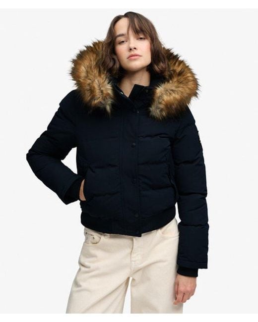Superdry Blue Everest Hooded Bomber Jacket