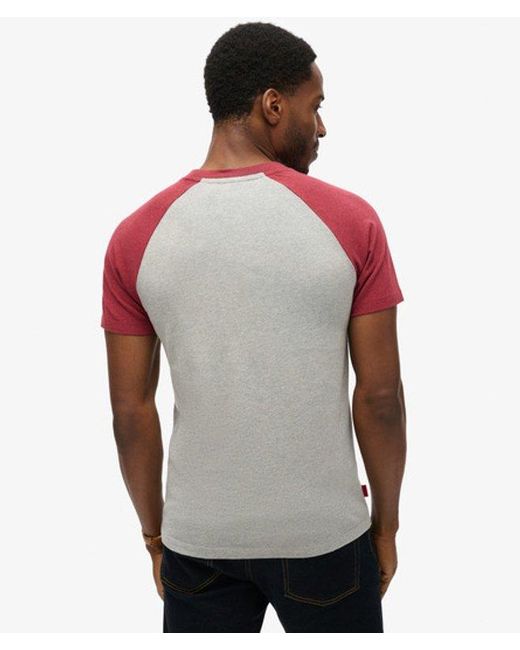 Superdry Red & Co Organic Cotton Essential Logo Baseball T-shirt for men