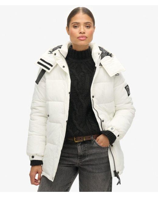 Superdry Natural Loose Fit Logo Patch Expedition Cocoon Padded Coat