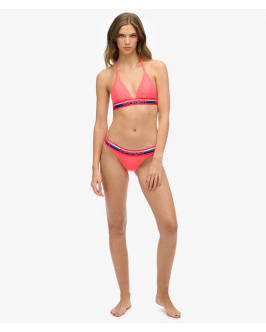 Superdry Gestreepte Triangelbikinitop in het Red