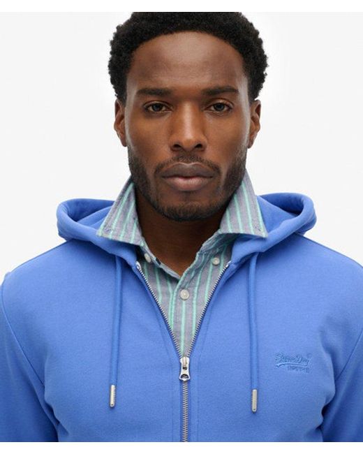 Superdry Blue & Co Essential Logo Zip Hoodie Half Brushed for men