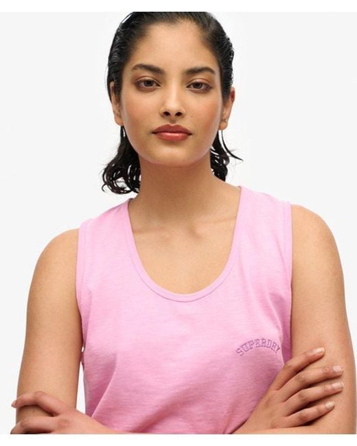 Superdry Pink & Co Essential Logo Garment Dye Vest Top