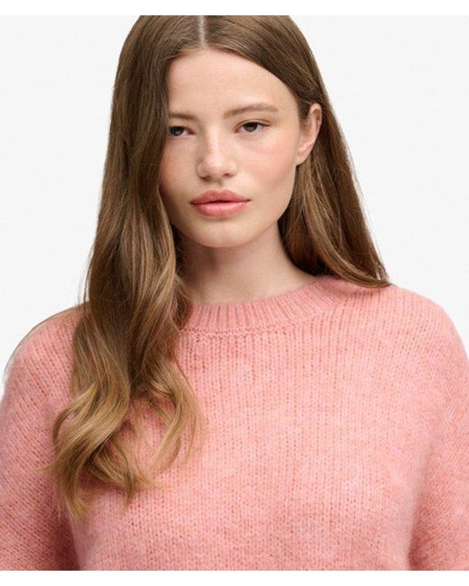 Superdry Pink Slouchy Brushed Knit Jumper