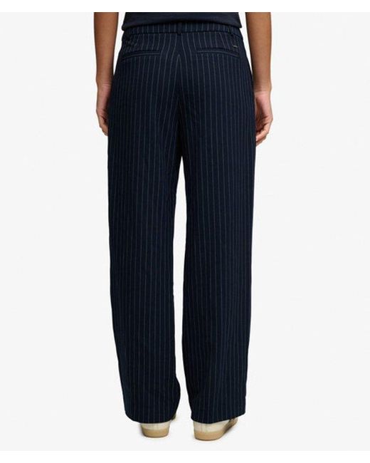 Superdry Blue & Co Mid Rise Pinstripe Trousers