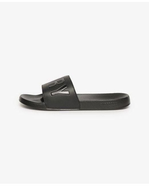 Superdry Black Vegan Logo Pool Sliders for men