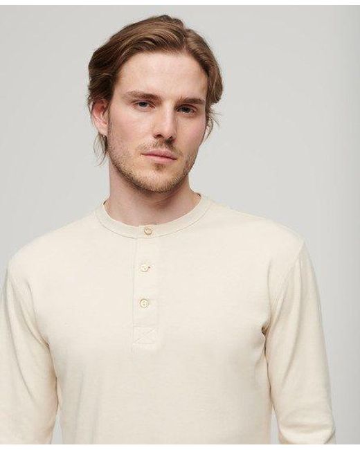 Superdry Natural Lightweight Ribbed Trims Merchant Store Jersey Grandad Top for men