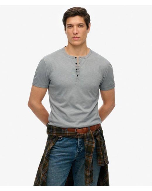Superdry Gray & Co Slub Short Sleeve Jersey Henley Top for men