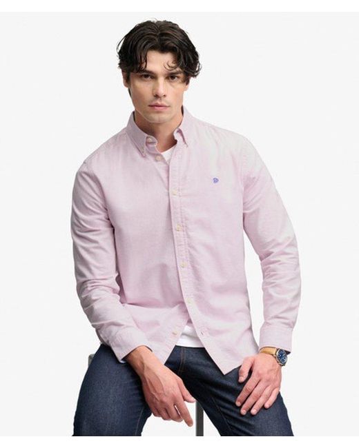 Superdry Purple Preppy Oxford Long Sleeve Shirt for men