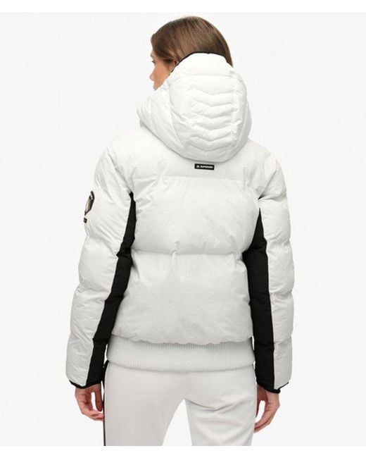 Superdry White Hooded Ski Bomber Jacket