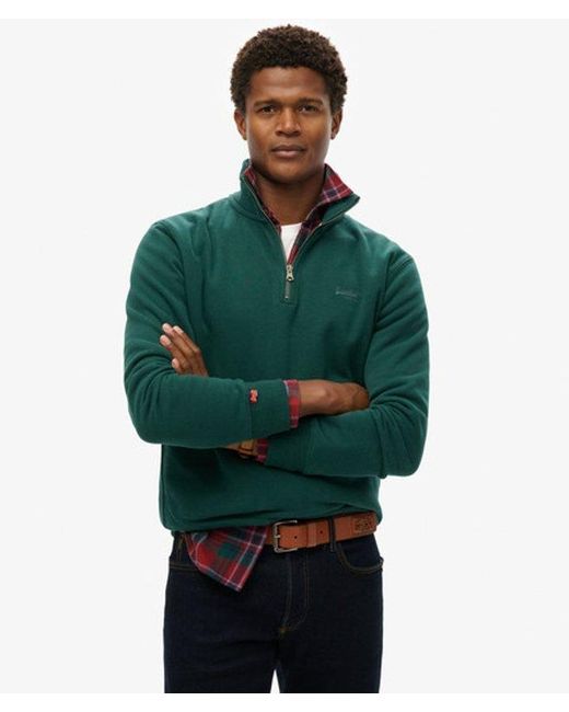 Superdry Green Essential Logo Half Zip Sweatshirt for men