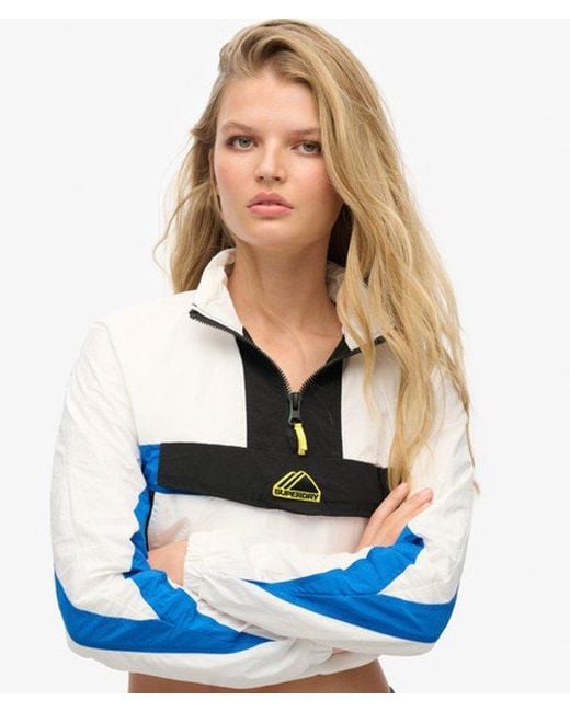 Superdry Blue Colourblock Track Overhead Jacket Optic