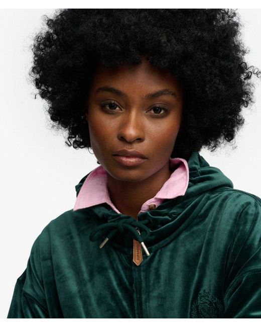 Superdry Green & Co Country Club Velour Zip Hoodie
